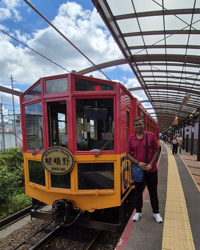 Varun with the Sagano Romantic Train, Kyoto