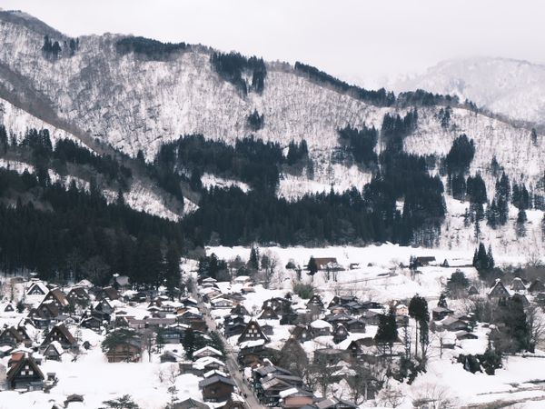 Shirakawa-go thatched-roof village in winter, Gifu